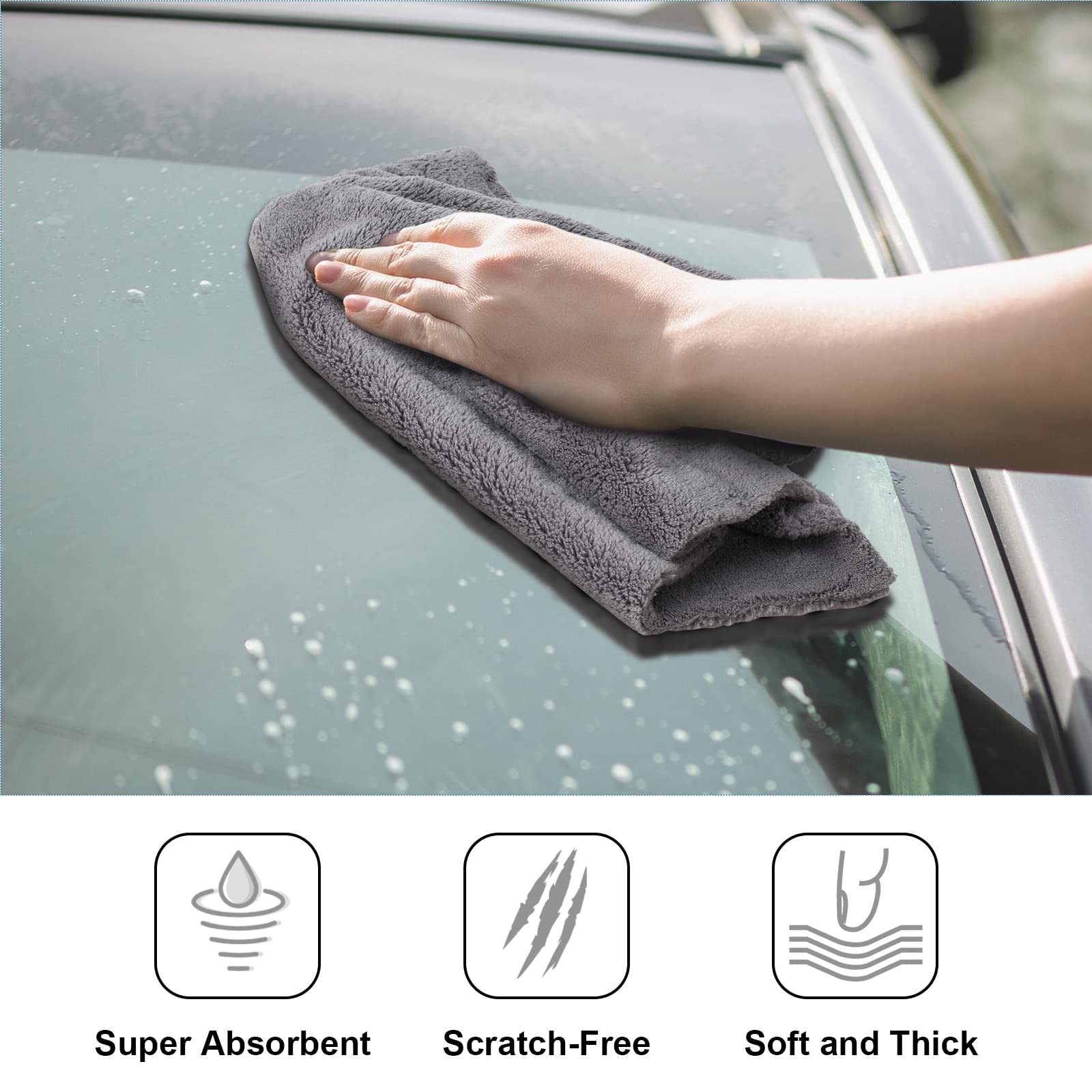 30Pack Towels Microfiber 16x16In 500GSM Edgeless Car Detailing Scratch Free Gray