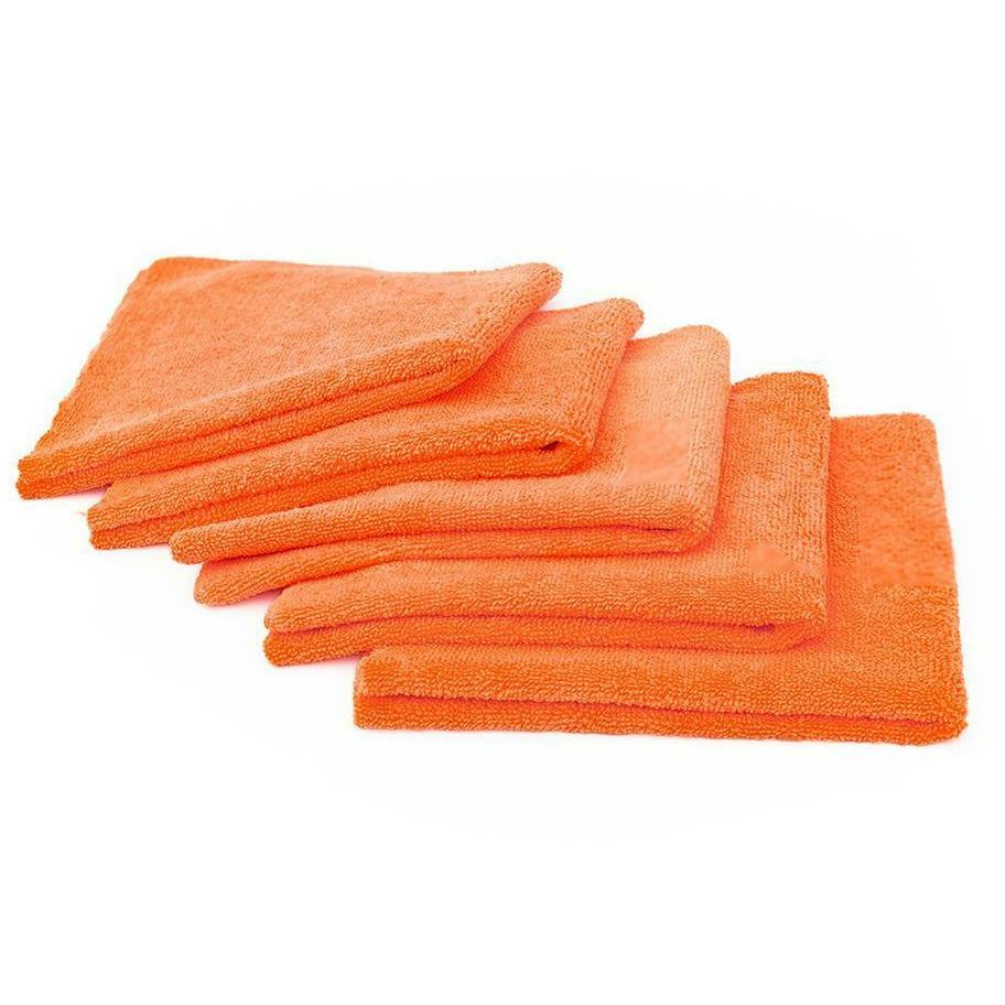 QTY 5 – Orange Brushed Edgeless Premium Microfiber Terry Towel – car auto clean
