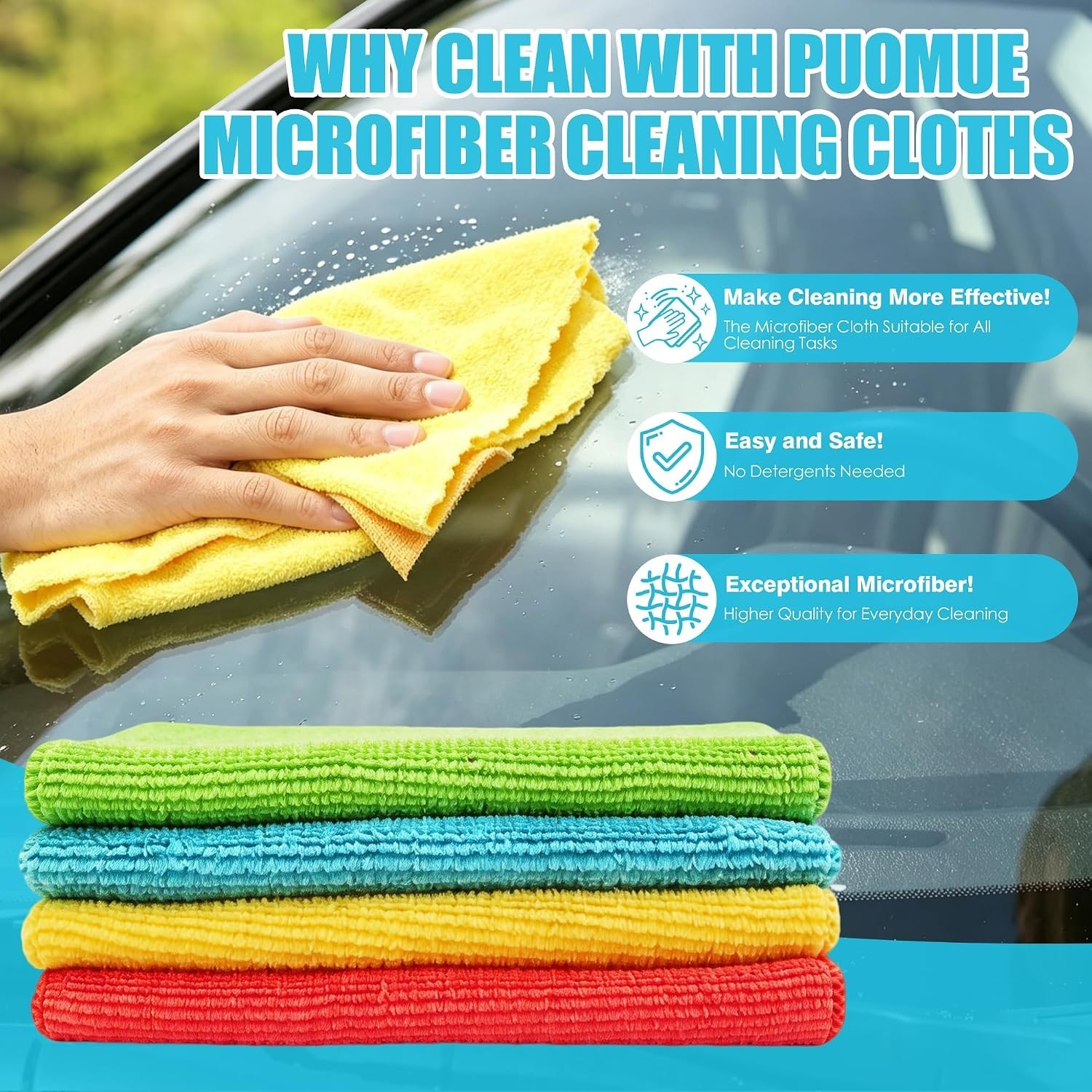 Microfiber Cleaning Cloth, 24 Pack Highly Absorbent Cleaning Rags, 4 Color Mi…