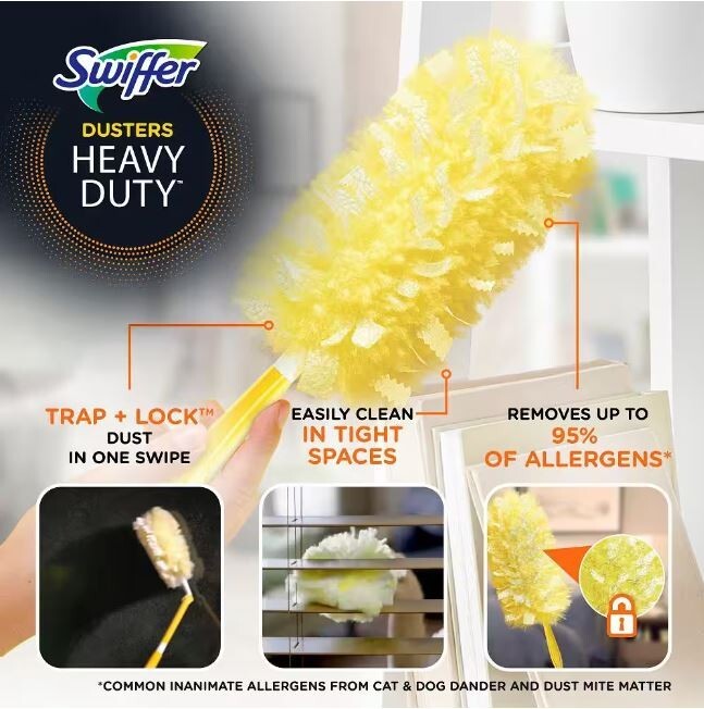 Swiffer 6-CT HEAVY DUTY DUSTERS Multi Surface Trap + Lock 360° Dusting Unscented