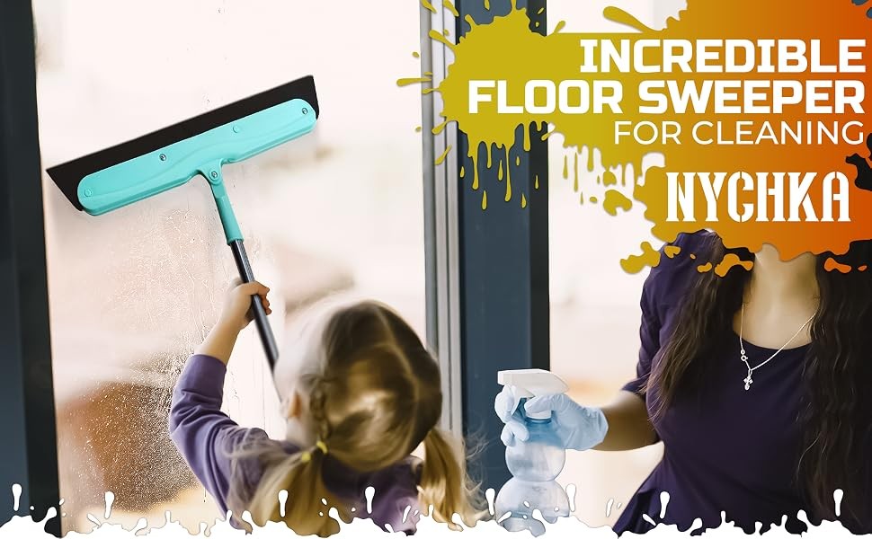 Floor Squeegee – 34.5″ Telescoping Squeegee for Window Cleaning with Durable